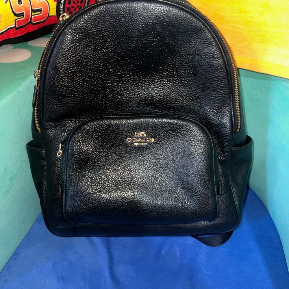 Coach Midnight Black Pebbled Leather Men's Backpack